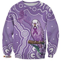Australia Epilepsy Awareness Sweatshirt Purple Budgerigar Plumeria Aboriginal LT14