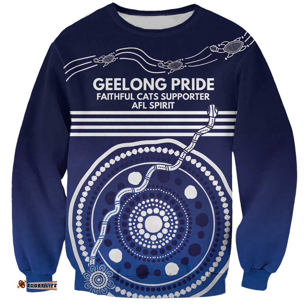 Custom Geelong Pride Sweatshirt On the Road to Glory Indigenous Aboriginal LT9