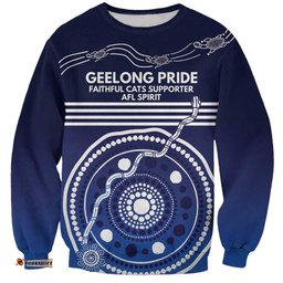Custom Geelong Pride Sweatshirt On the Road to Glory Indigenous Aboriginal LT9