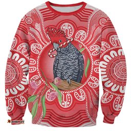 Australia Gang-gang Cockatoo Christmas Sweatshirt Eucalyptus Blossoms Aboriginal Merry Xmas LT14