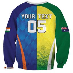 Custom Australia And India Cricket Sweatshirt Ashoka Chakra With Aboriginal LT05