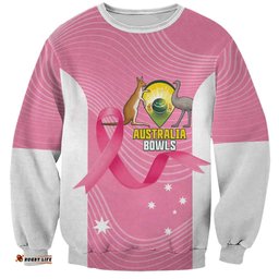 Custom Bowls Australia Breast Cancer Sweatshirt Pink Ribbon Aussie Map With Kangaroo Emu LT14