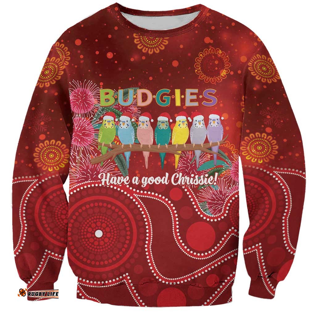 Australia Budgerigar Christmas Personalised Sweatshirt Budgies Hakea Have A Good Chrissie LT14