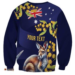 Blue Kangaroo and Golden Wattle Personalised Sweatshirt Happy Australia Day 6 January LT9