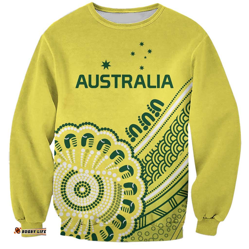 Custom Cricket Aussie Pride Sweatshirt Aboriginal Dot Art Cricket LT9