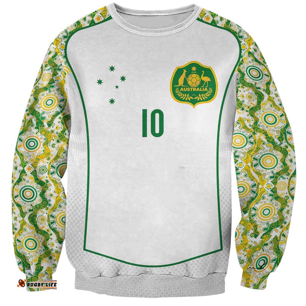 Custom Australia Football Sweatshirt Aboriginal Pattern Sporty Style-White Color LT03