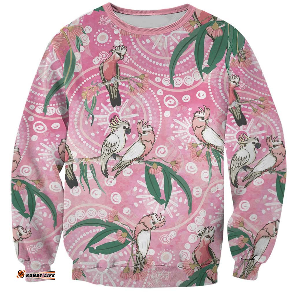 Australia Galah Aboriginal Sweatshirt Breast Cancer Awareness LT7