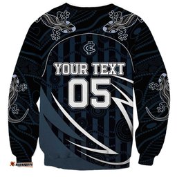 Custom Carlton Navy Sweatshirt Captain With Aboriginal Art DT05