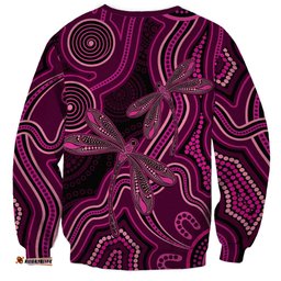 Australia Breast Cancer Awareness Sweatshirt Pink Dragonflies Aboriginal Art LT14