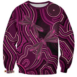 Australia Breast Cancer Awareness Sweatshirt Pink Dragonflies Aboriginal Art LT14