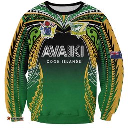 Custom Cook Islands Rugby League Sweatshirt Avaiki Tatau Tribal Motifs Black Color LT03