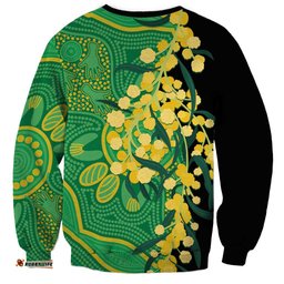 Australia Golden Wattle Sweatshirt Aussie Native Flowers Indigenous Art LT14