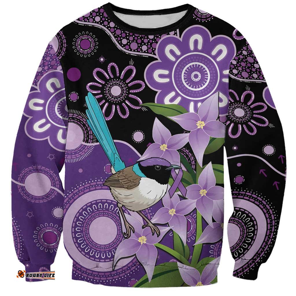 Australia Epilepsy Awareness Sweatshirt Purple-crowned Fairywren Boronia Aboriginal LT14