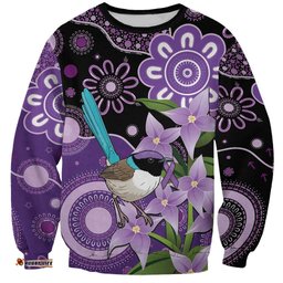 Australia Epilepsy Awareness Sweatshirt Purple-crowned Fairywren Boronia Aboriginal LT14