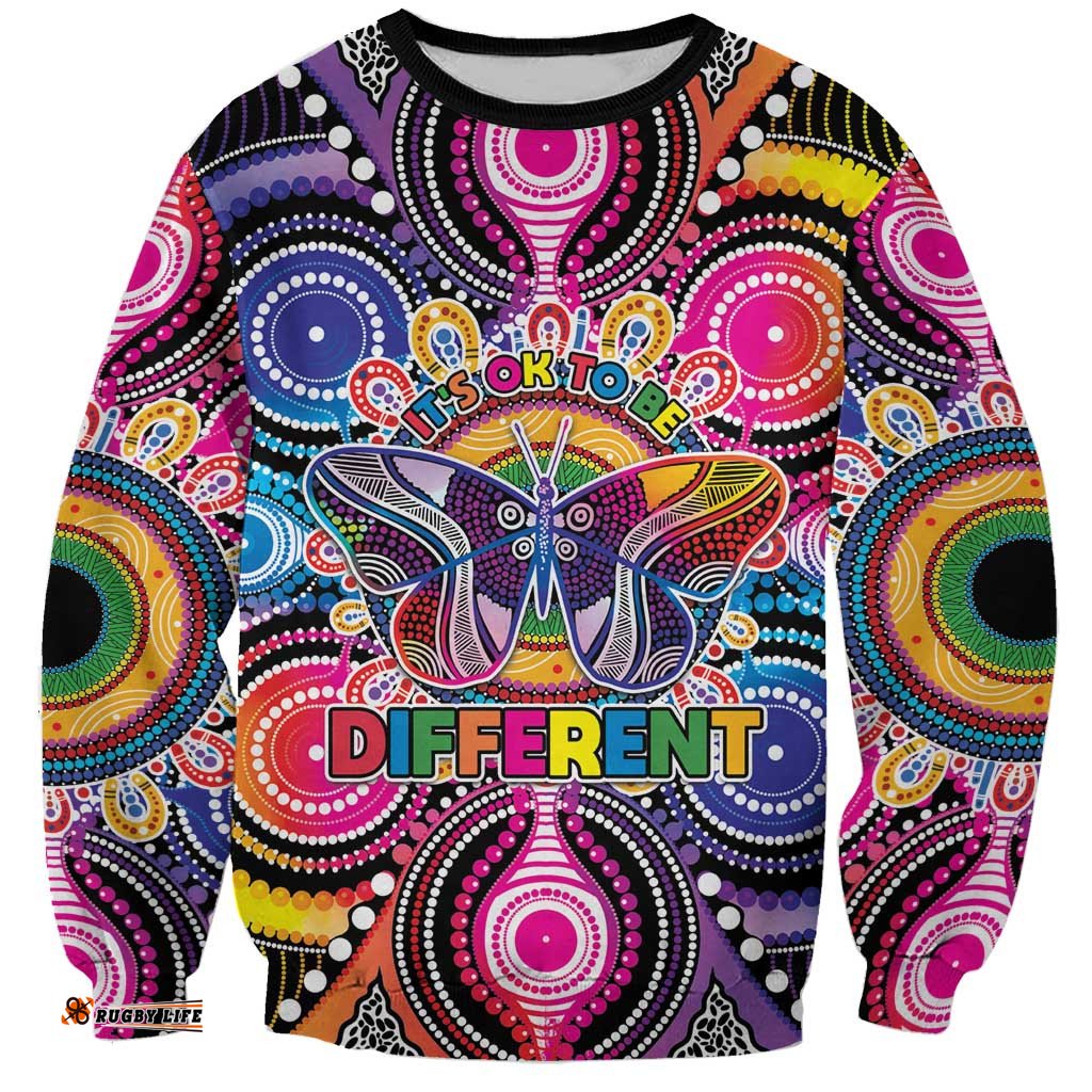 Australia Indigenous Autism Awareness Sweatshirt Its Okay To Be Different LT05