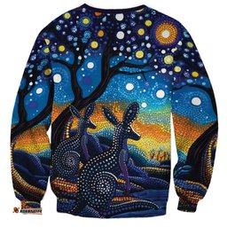 Australian Night Sky Landscape Sweatshirt Aboriginal Dreamtime Story LT9