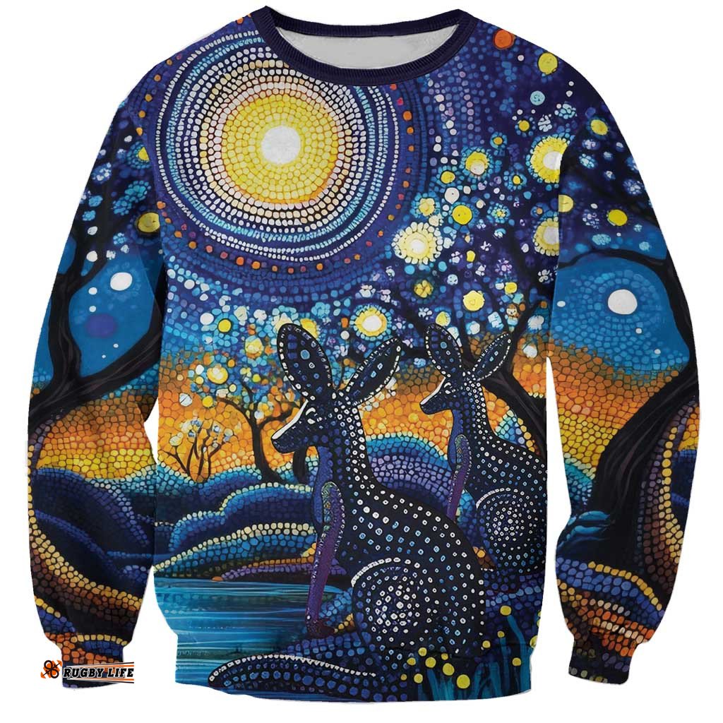 Australian Night Sky Landscape Sweatshirt Aboriginal Dreamtime Story LT9