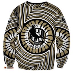 Collingwood Football Club Sweatshirt Indigenous Monochrome Dot Art Mascot Style TS04