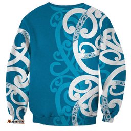 Azure Blue Maori Sweatshirt Koru Kowhaiwhai LT7