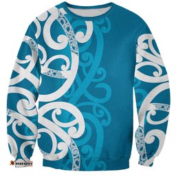 Azure Blue Maori Sweatshirt Koru Kowhaiwhai LT7