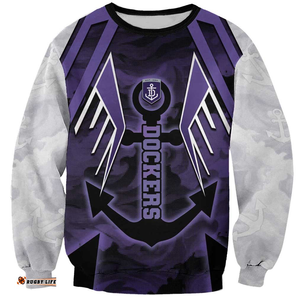 Custom Fremantle Football Sweatshirt Dockers Anchor Sporty Style DT05