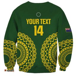 Custom Avaiki Cook Islands Rugby Sweatshirt Kuki Airani Tatau Green LT14