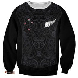 Custom Aotearoa Rugby Sweatshirt Fern Blacks-Traditional Maori Motifs Design LT03