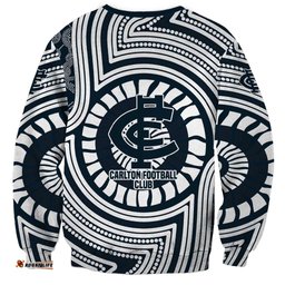 Carlton Football Club Sweatshirt Indigenous Monochrome Dot Art Mascot Style TS04