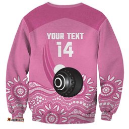 Custom Bowls Australia Breast Cancer Sweatshirt Pink Ribbon Kangaroo Aboriginal Art LT14