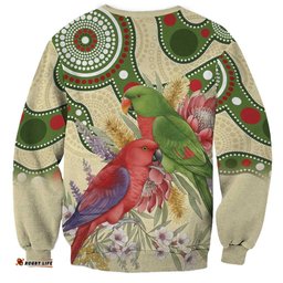 Australia Moluccan Eclectus Sweatshirt Australian Native Flowers Indigenous Art LT14