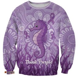 Australia Epilepsy Awareness Sweatshirt Seahorse Think Purple Ribbon Aboriginal LT14