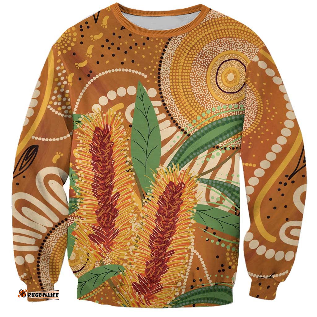 Australia Bottlebrush Sweatshirt Callistemon Aussie Native Flowers Indigenous Art LT14