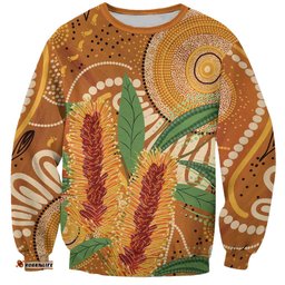 Australia Bottlebrush Sweatshirt Callistemon Aussie Native Flowers Indigenous Art LT14