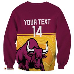 Custom Australia Queensland Cricket Sweatshirt Go Bulls - Aboriginal Art LT14