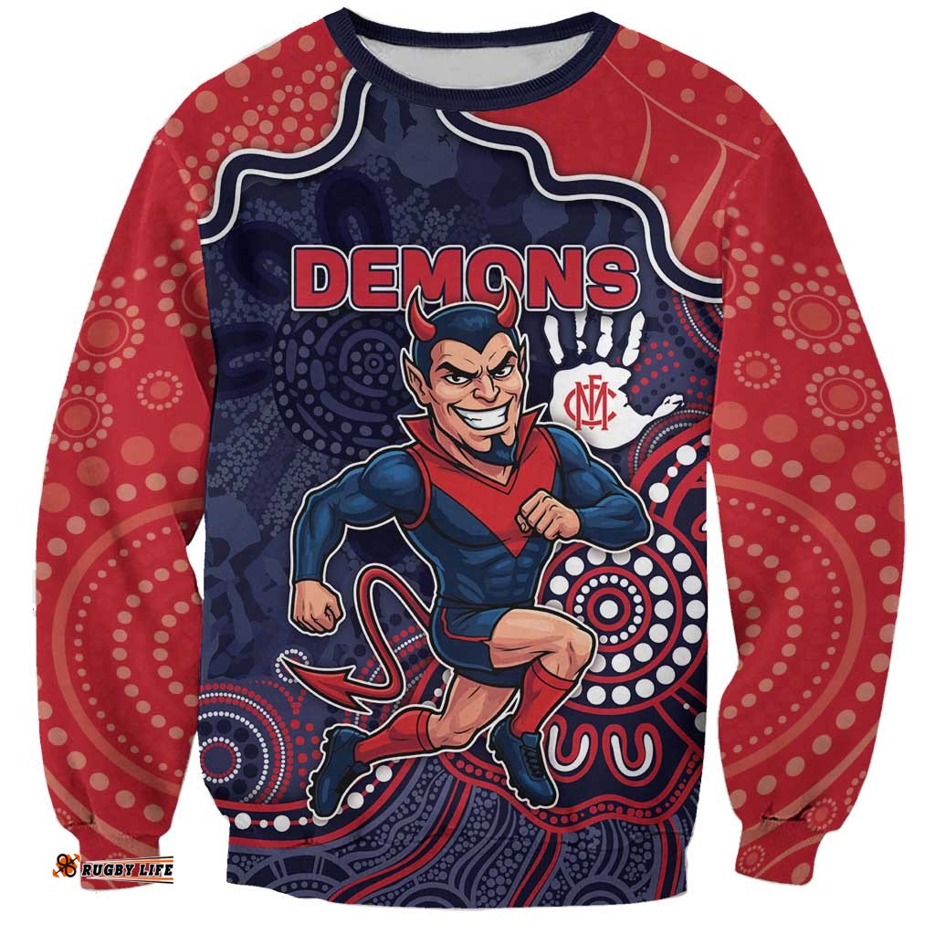 Custom Demons Football Sweatshirt Aboriginal Dot Art Pattern DT05