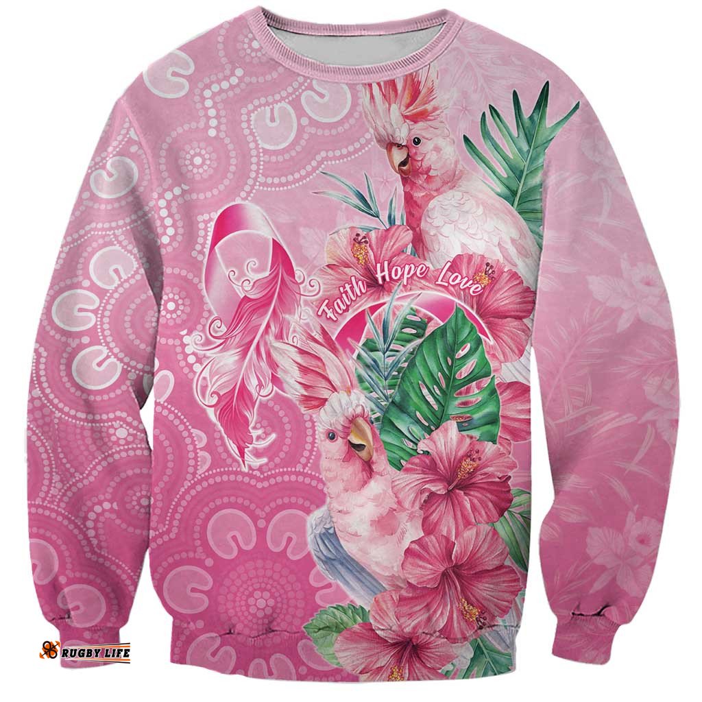 Australia Cockatoos Breast Cancer Sweatshirt Faith Hope Love LT05