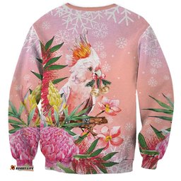 Australia Christmas Pink Cockatoo with Banksia Sweatshirt Coral Pink LT7
