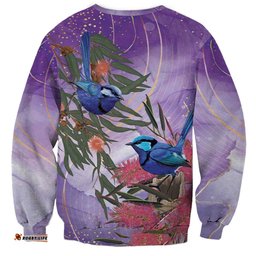 Australia Splendid Fairy Wren on Eucalyptus Sweatshirt Epilepsy Awareness LT7