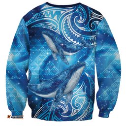 New Zealand Humpback Whale Matariki Sweatshirt Maori New Year Taniko Niho Taniwha LT14