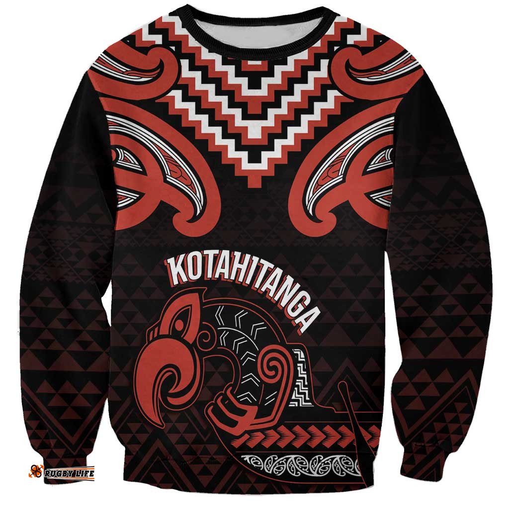 Maori Waitangi Sweatshirt Kotahitanga Poutama Mix Whakairo LT7