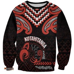 Maori Waitangi Sweatshirt Kotahitanga Poutama Mix Whakairo LT7