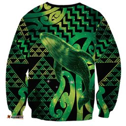 Humpback Whale Matariki New Zealand Sweatshirt NZ Maori Paikea Poutama Luxury Green LT14