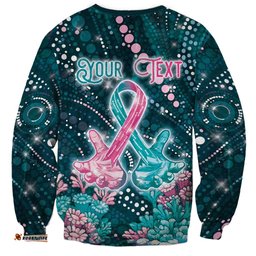 Personalised Hereditary Cancer Awareness Sweatshirt Hope Ribbon With Aussie Teal Duncan Coral DT05