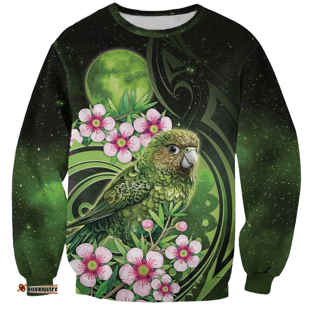 New Zealand Aotearoa Kakapo Sweatshirt Maori Pattern With Manuka Galaxy Style LT05