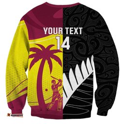 New Zealand and West Indies Cricket Custom Sweatshirt Black Cap Windies Together LT14