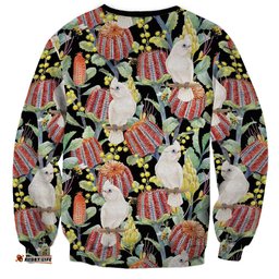 Little Corella Australia Cockatoo Sweatshirt Cacatua Sanguinea Banksia Seamless Black LT14