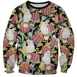 Little Corella Australia Cockatoo Sweatshirt Cacatua Sanguinea Banksia Seamless Black LT14
