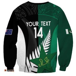 Custom New Zealand And Pakistan Cricket Sweatshirt 2025 Black Cap Shaheens Together LT14
