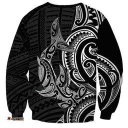 New Zealand Hammerhead Shark Sweatshirt Maori Haehae Mangopare Black LT14
