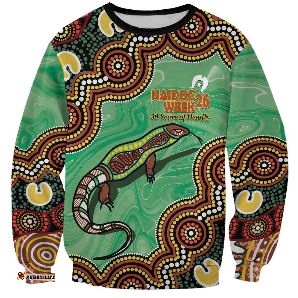 Personalised Australia Goanna NAIDOC Week 2026 Sweatshirt 50 Years of Deadly Aboriginal Art LT14